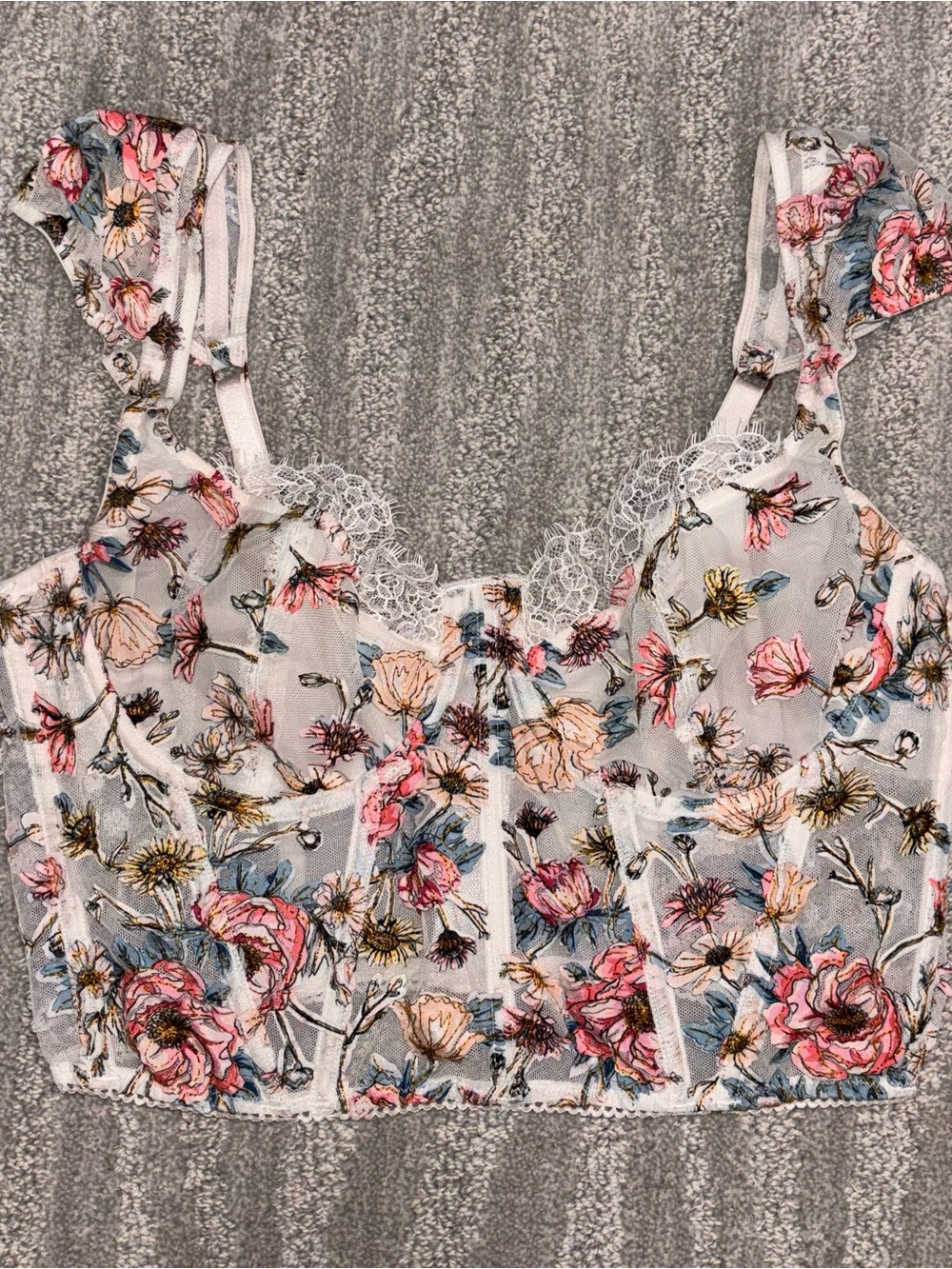 Victoria’s Secret Dream Angels Floral Corset Cap Sleeve Sheer Fairy Women’s S